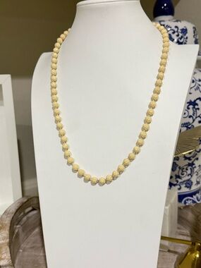 Vintage Carved Rose Bead Necklace